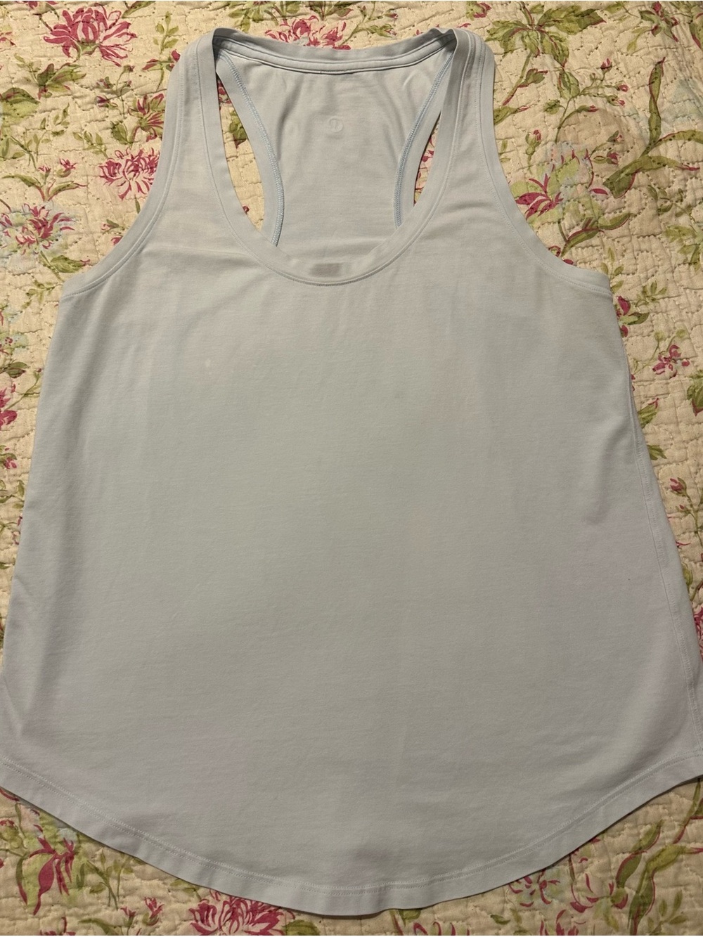 Lululemon Light Blue Racerback Athletic Tank Top Curved Hem Size 6